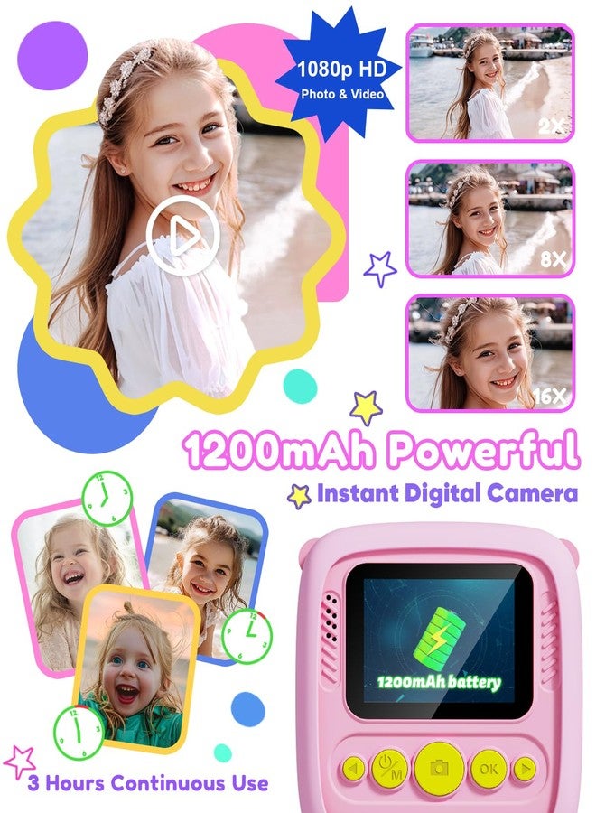 Lizzbey Kids Camera Instant Print, Christmas Birthday Gift for Girls 3-12 Year Old, 1080P Kids Digital Camera Toys with Unicorn Cover, Toddler Camera for 4 5 6 7 8 9 10 Year Old Girls Boys - Image 4